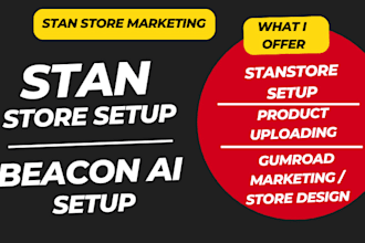 do stan store marketing, beacons ai, payhip, gumroad and stan store design
