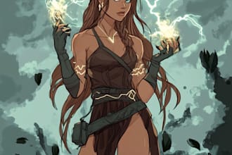 make a a fantasy character design and dnd character art