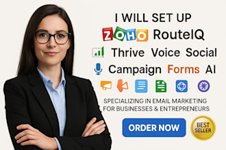 zoho routeiq, thrive, voice, social, campaigns, forms, and ai integration