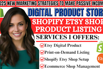 earn with shopify digital product store, etsy shop upload digital planner store