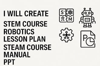 create stem course, robotics, lesson plan, steam course, manual, and PPT