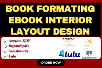 do paperback book formatting, layout design for ingramspark, amazon KDP, lulu