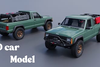 design low and high poly models for all cars and rendering