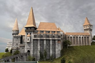 do 3d monument model architectural landmark city model ancient building wall art