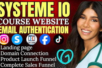 setup systeme io course website systeme io sales funnel, email authentication