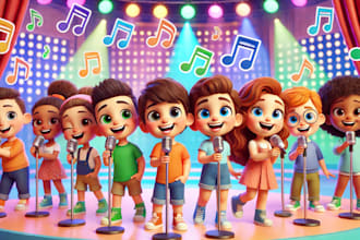sing produce kids song for youtube channels cartoon music 2d animation video