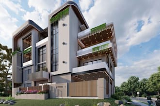 design 3d villa facade,stunning house cgi rendering, cottage,terrace,exterior