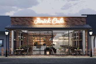 remodel 3d exterior cafe design, bar, restaurant, lounge,spa, coffee shop render