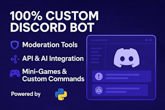 develop your personalized discord bot with games, API, and ai integration