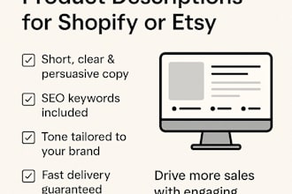 write high converting product descriptions for shopify or etsy