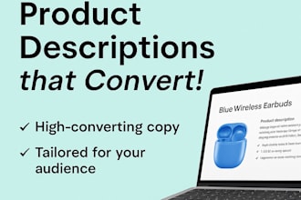 write engaging captions and product descriptions optimized for SEO