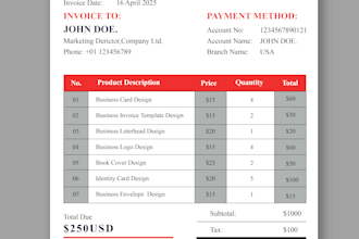 design auto calculated invoice price list in excel, letterhead fillable PDF form