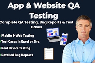 do test cases ,manual testing ,mobile testing, qa your website or app , jira