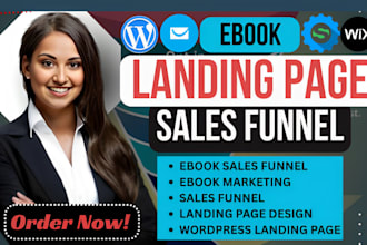 design ebook landing page, ebook marketing sales funnel using wordpress, wix
