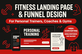design a fitness landing page, personal trainer website, or health funnel