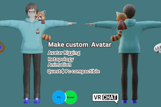 create humanoid avatar for vtubing or vrchat, edit vrchat avatar