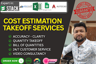 do construction cost estimate and planswift or stack takeoff