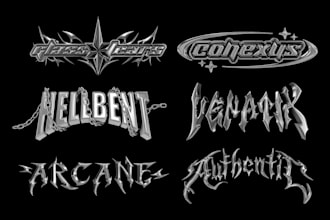 design 3d chrome y2k streetwear logo brand