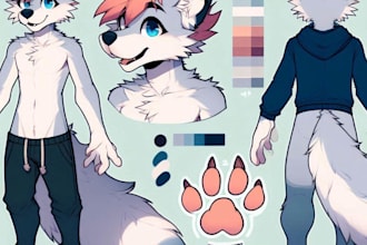 draw fursona furry ref sheet illustration avatar anthro feral oc vuber model art