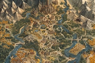 make artistic fantasy map, sci fi map for you