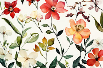 watercolor botanical illustrations of flowers and plants