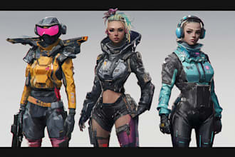 draw sci fi, cyberpunk , mecha, fantasy character design