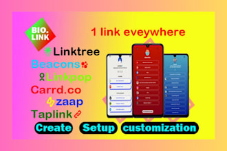 design and setup attractive linktree beacons taplink social media bio link page