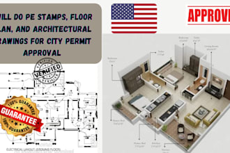do pe stamps, floor plan, and architectural drawings for city permit approval