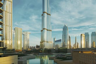 render high rise futurists,real estate building,skyscrape,hotel resort,landscape