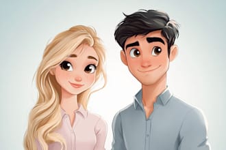 draw cartoon disney couple portrait