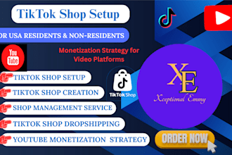 set up and manage tiktok shop for USA residents and youtube monetization