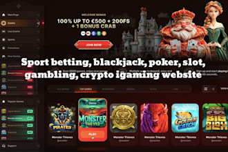 develop igaming website, sport bet, crypto game website, slot, blackjack website