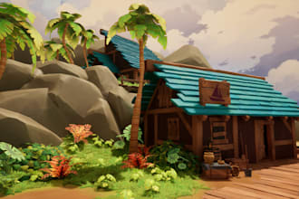 create a stunning creative realistic 3d games environment