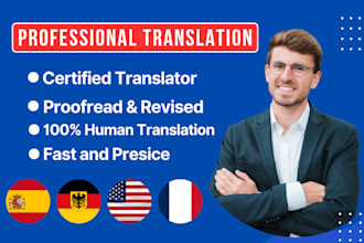 translate english to french translation, german translation, spanish translation