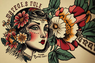 create any design in traditional tattoo or old school style