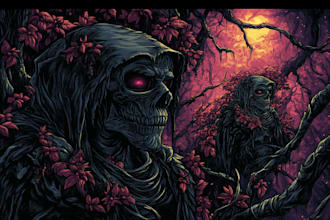 do awesome artwork for dark art, horror, creepy illustration