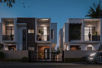 render modern 3d duplexes villa design, 3d home apartment, beach house, flat