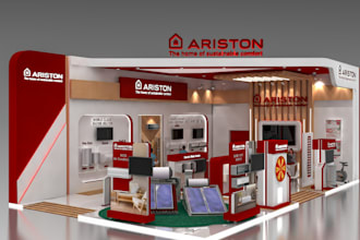 design 3d trade booth, exhibition stall,3d kiosk, virtual booth, cgi rendering