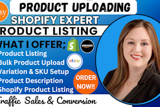 scrap upload product listing, add product woocommerce shopify etsy ebay walmart