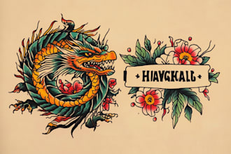 draw american traditional tattoo design by request