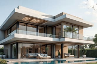 design modern 3d duplexes villa, multi apartment, beach house, exterior design