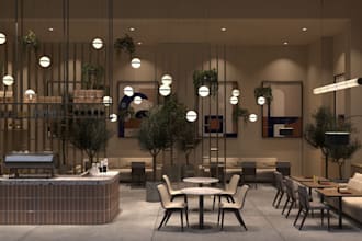 refurbished cafe restaurant, bar interior, blender, food court,walkthrough video