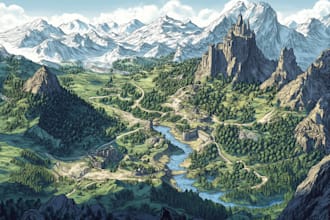 draw a fantasy map illustration for you