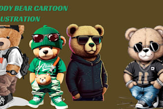 design teddy bear cartoon illustration mascot logo character marchandise