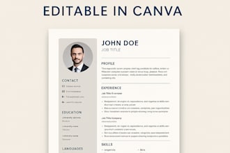 design a modern, professional and editable CV or resume in PDF and word