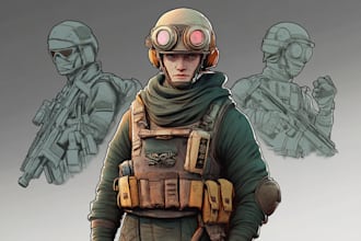 draw detailed military characters for you