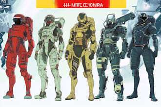 create sci fi character illustration or fantasy sci fi art