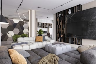 recreate awesome interior, renovate living space, dining ,bedroom, corridor ,cgi