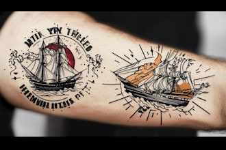 create minimalist line art tattoo with my style