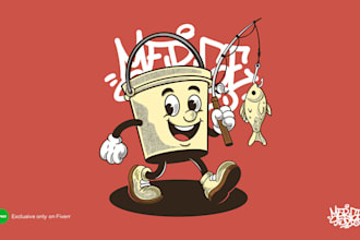 create graffiti style cartoon mascot characters